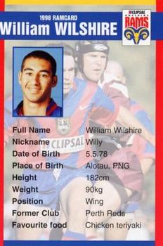 1998 Clipsal Adelaide Rams #NNO William Wilshire Front